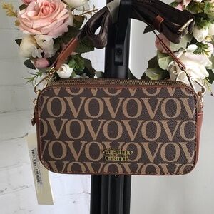 Valentino Orlandi Brown Monogram Crossbody with Tan Trim